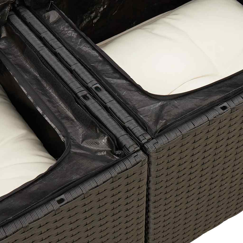4-dijelni set vrtnih sofa od poliratana s jastucima crni