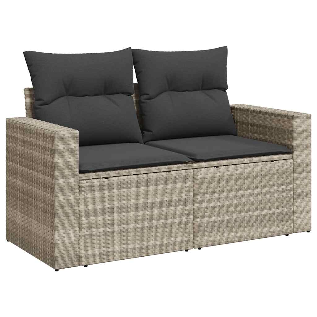 10-dijelni set vrtnih sofa poliratan s jastucima svijetlosivi