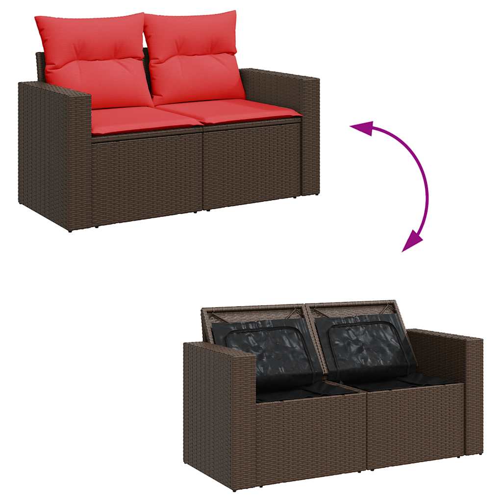 11-dijelni set vrtnih sofa od poliratana s jastucima smeđi