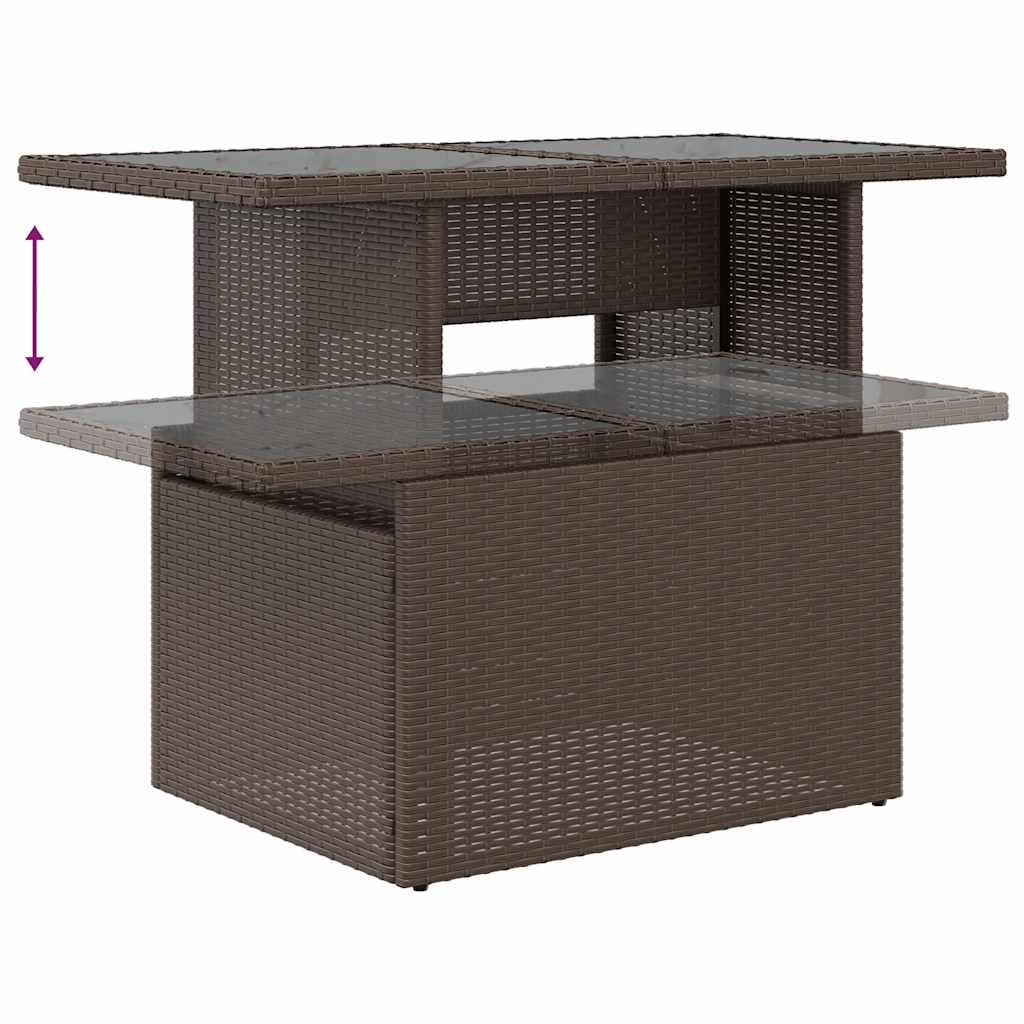 Vrtni set od 9 dijelova s jastucima, smeđi poliratan, akacija