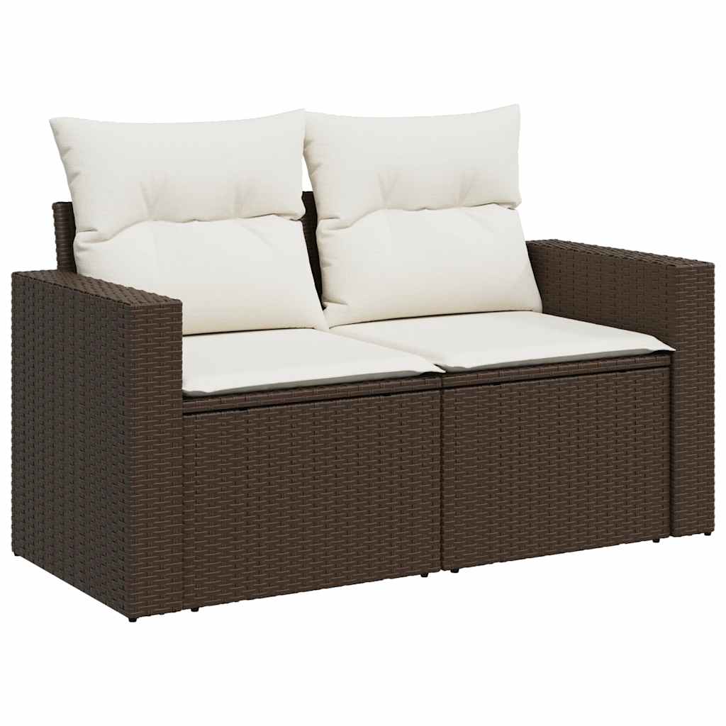 5-dijelni set vrtnih sofa s jastucima poliratan smeđi
