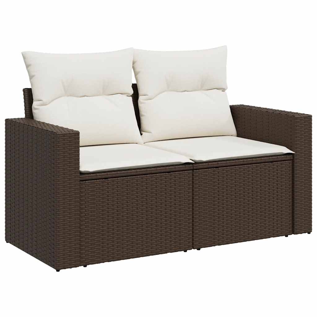 11-dijelni set vrtnih sofa od poliratana s jastucima smeđi