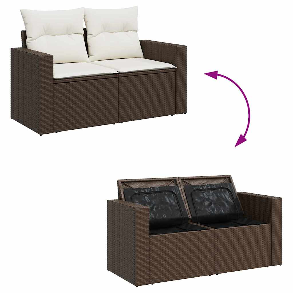 11-dijelni set vrtnih sofa od poliratana s jastucima smeđi