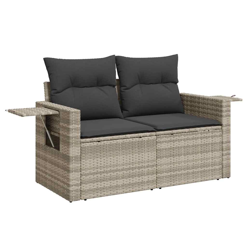 9-dijelni set vrtnih sofa od poliratana s jastucima svjetlosivi