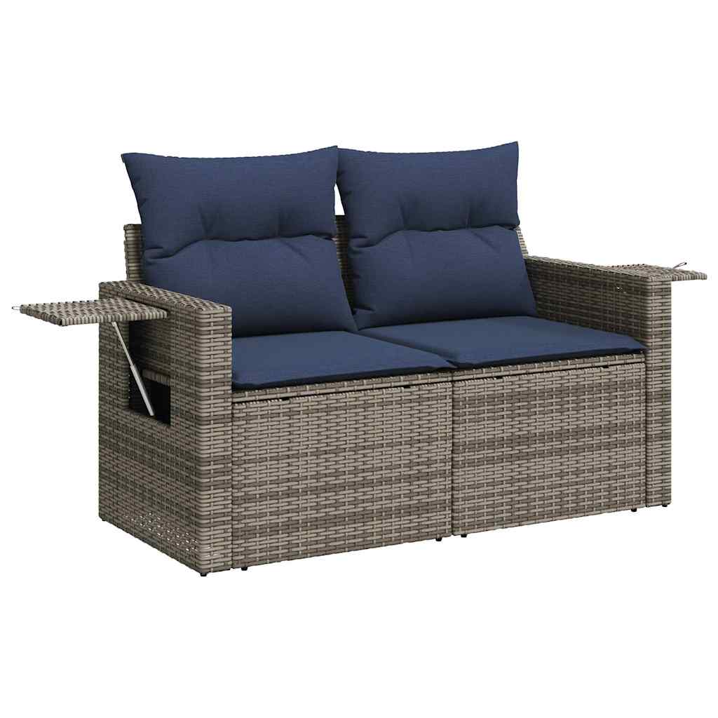 7-dijelni set vrtnih sofa od poliratana s jastucima sivi