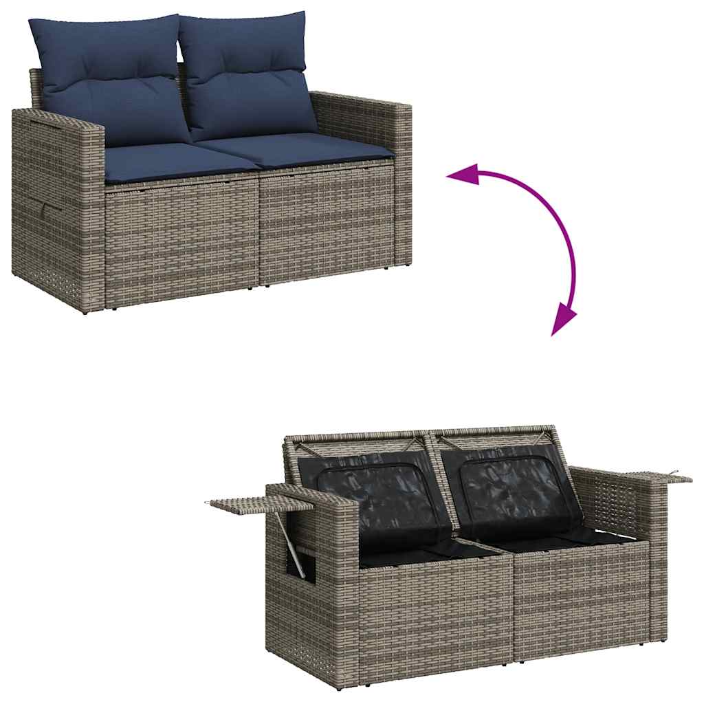7-dijelni set vrtnih sofa od poliratana s jastucima sivi
