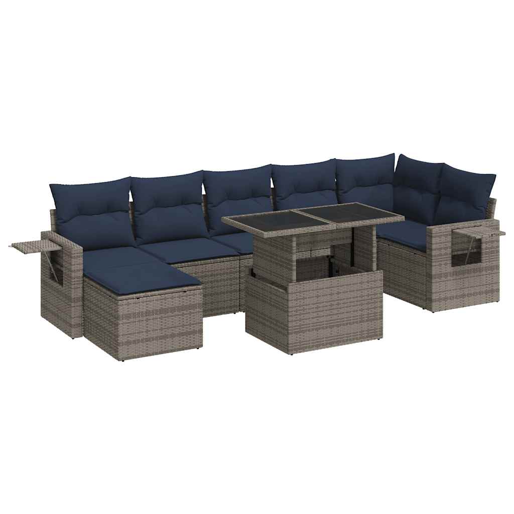 8-dijelni set vrtnih sofa od poliratana s jastucima sivi bagrem