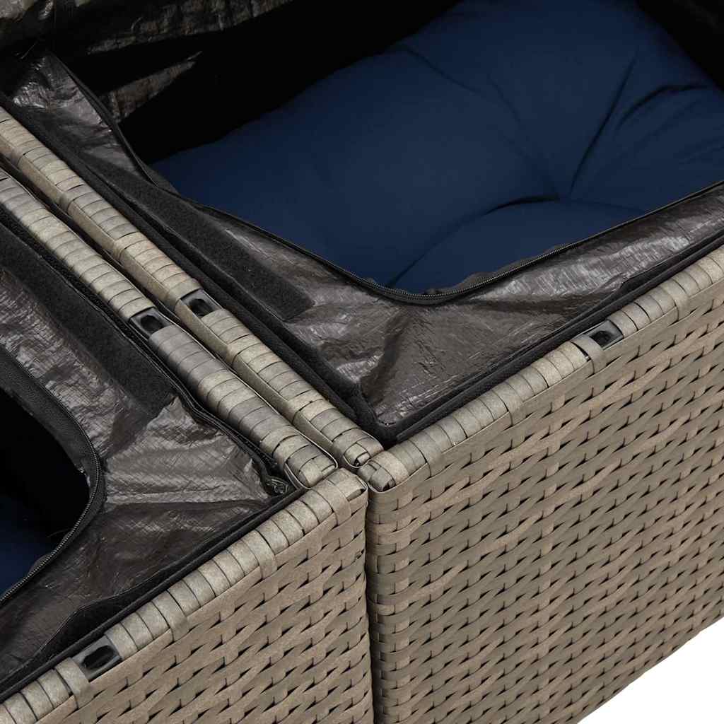 11-dijelni set vrtnih sofa poliratan i bagrem s jastucima sivi