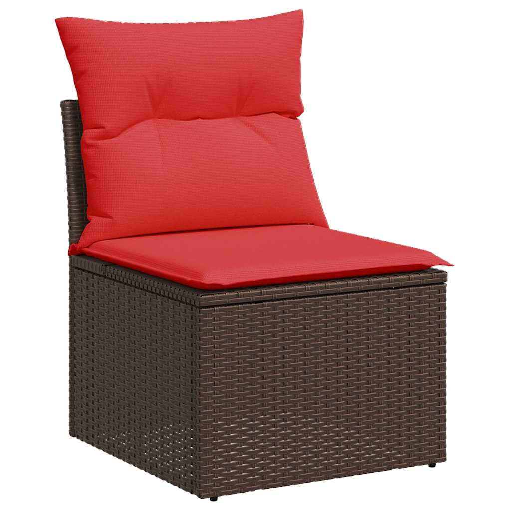 Vrtni set od 7 dijelova s jastucima, smeđi poliratan, akacija