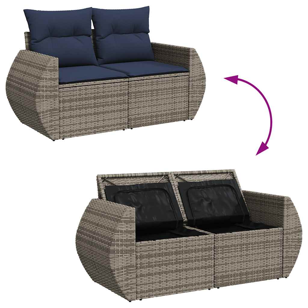 8-dijelni set vrtnih sofa od poliratana s jastucima sivi bagrem