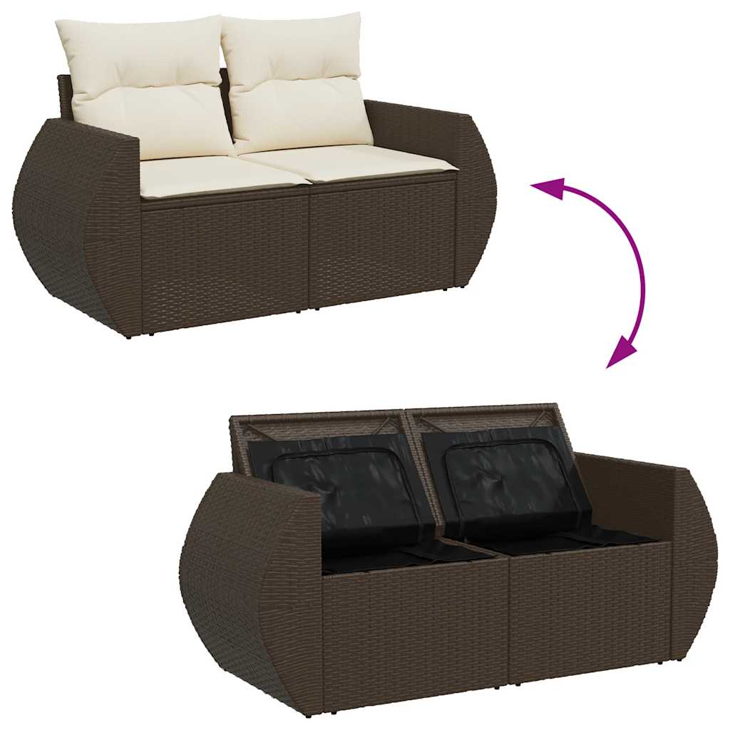 6-dijelni set vrtnih sofa od poliratana s jastucima smeđi