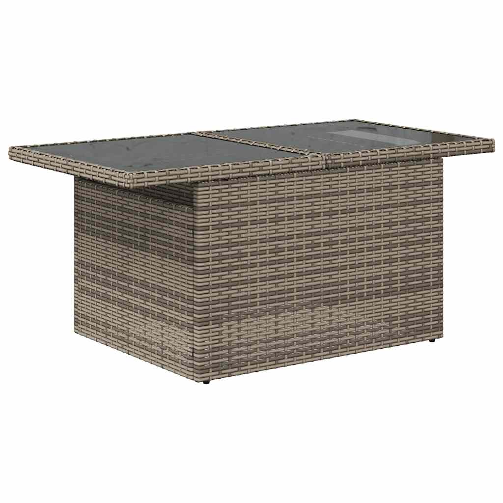 9-dijelni set vrtnih sofa poliratan i bagrem s jastucima sivi