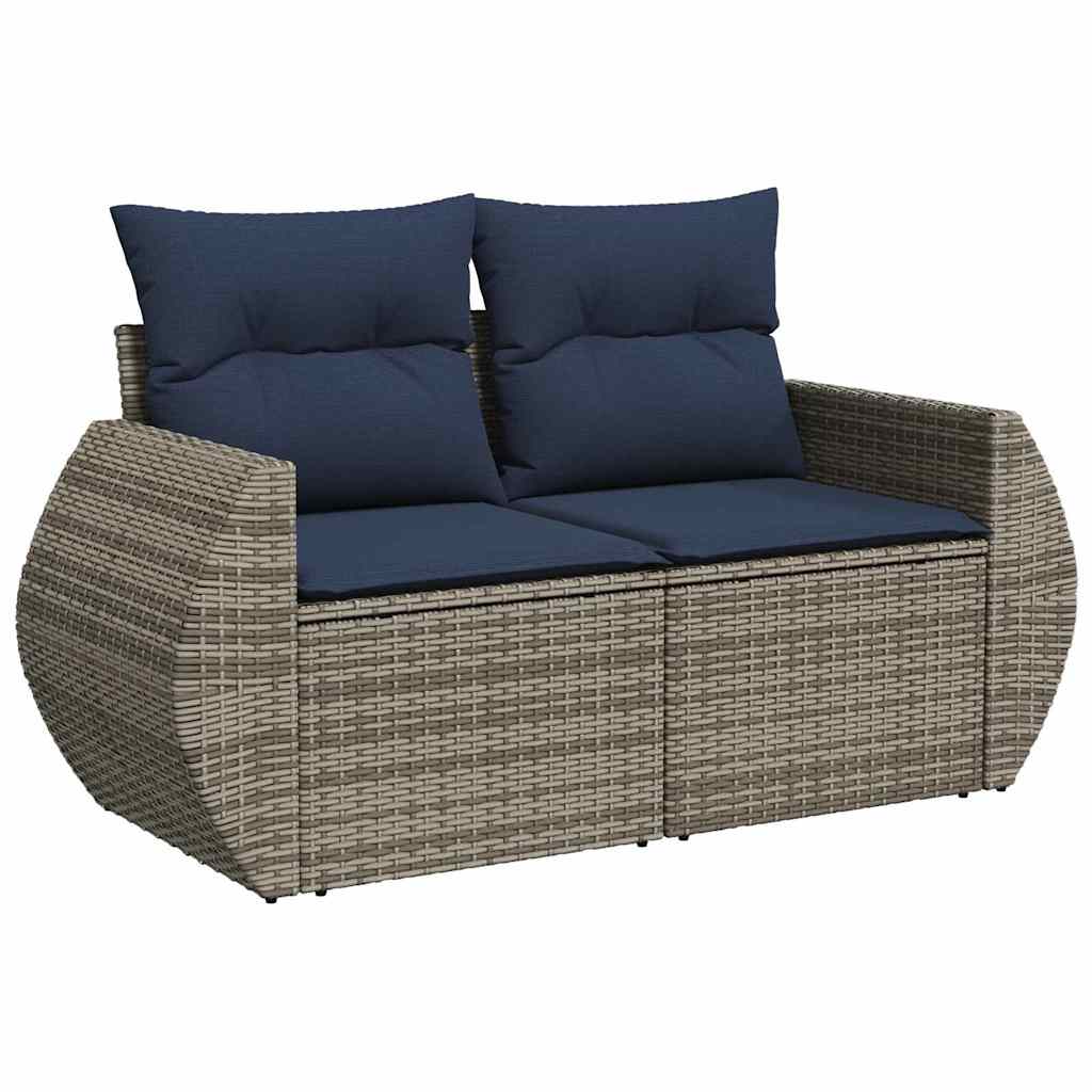 11-dijelni set vrtnih sofa poliratan i bagrem s jastucima sivi