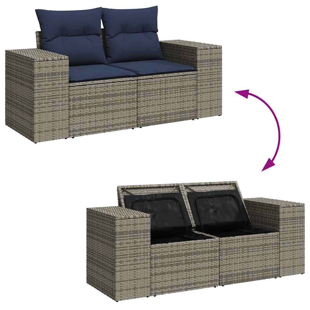 5-dijelni set vrtnih sofa poliratan i s jastucima sivi