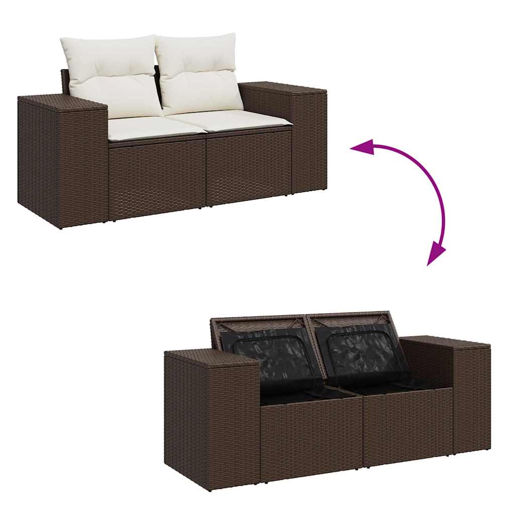 10-dijelni set vrtnih sofa od poliratana s jastucima smeđi