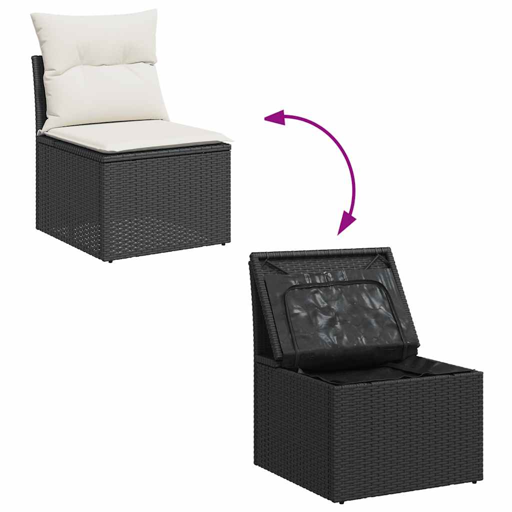 10-dijelni set vrtnih sofa s jastucima crni poliratana bagrem