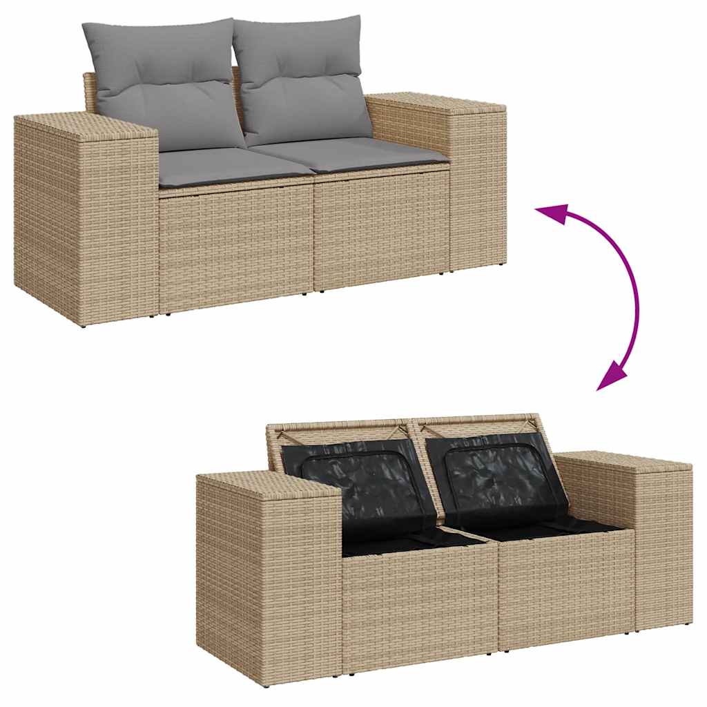 10-dijelni set vrtnih sofa s jastucima bež od poliratana bagrem