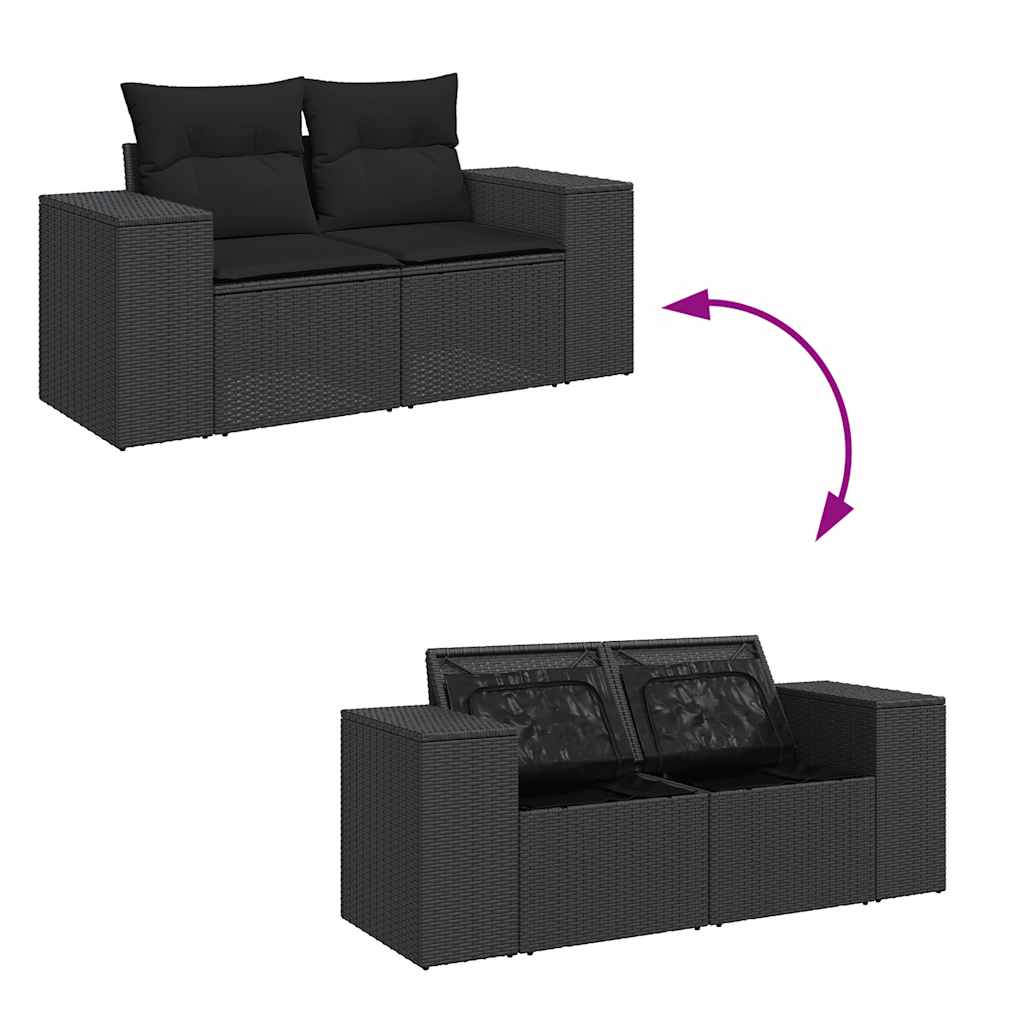 10-dijelni set vrtnih sofa s jastucima crni poliratana bagrem