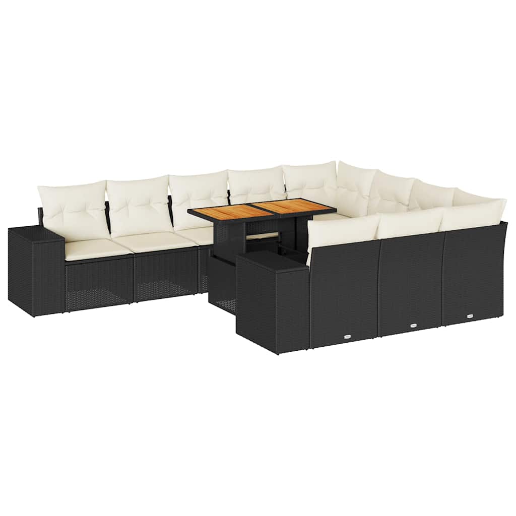 10-dijelni set vrtnih sofa s jastucima crni poliratana bagrem