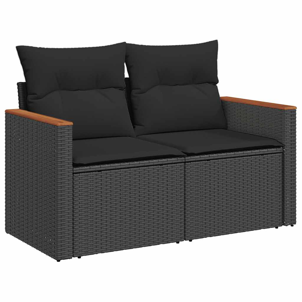 6-dijelni set vrtnih sofa s jastucima crni od poliratana bagrem