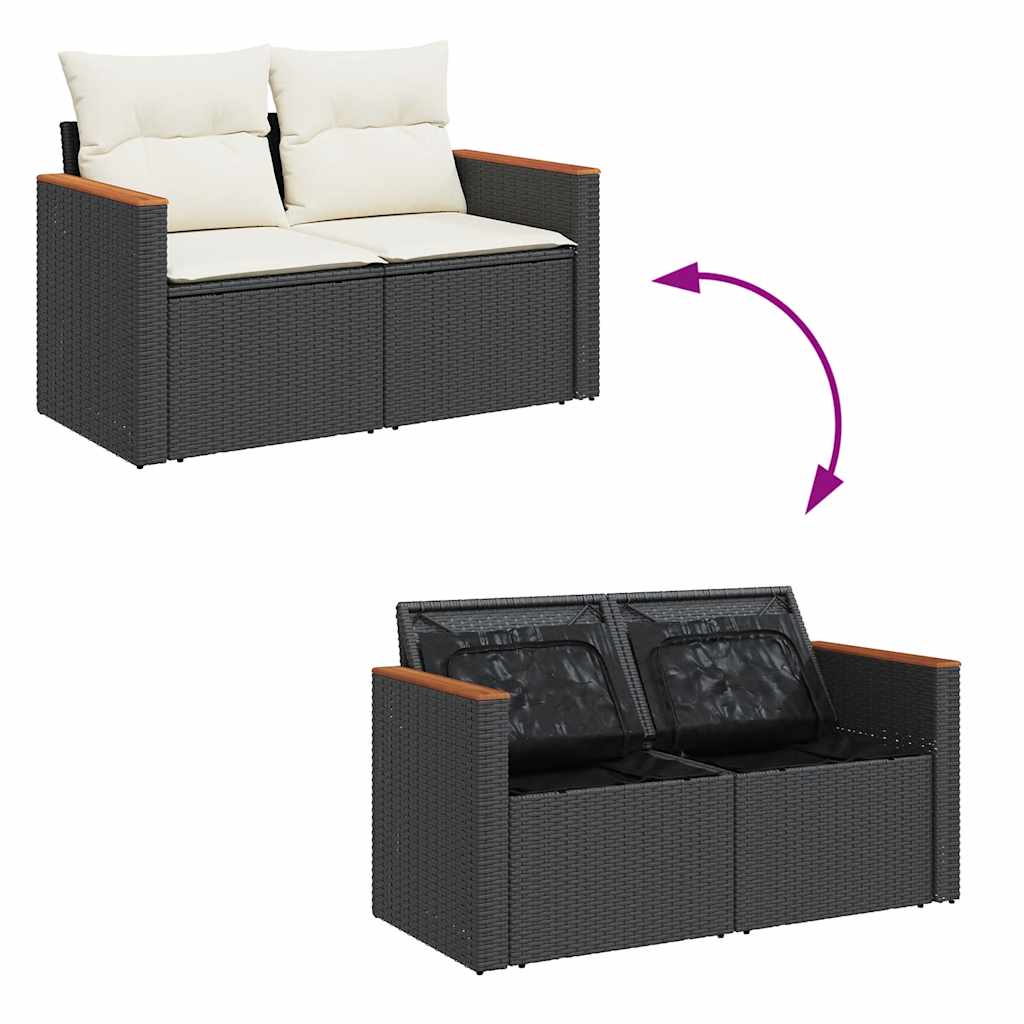 6-dijelni set vrtnih sofa s jastucima crni od poliratana bagrem
