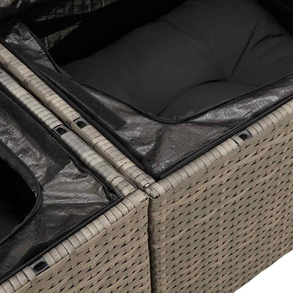 6-dijelni set vrtnih sofa poliratan i bagrem s jastucima sivi