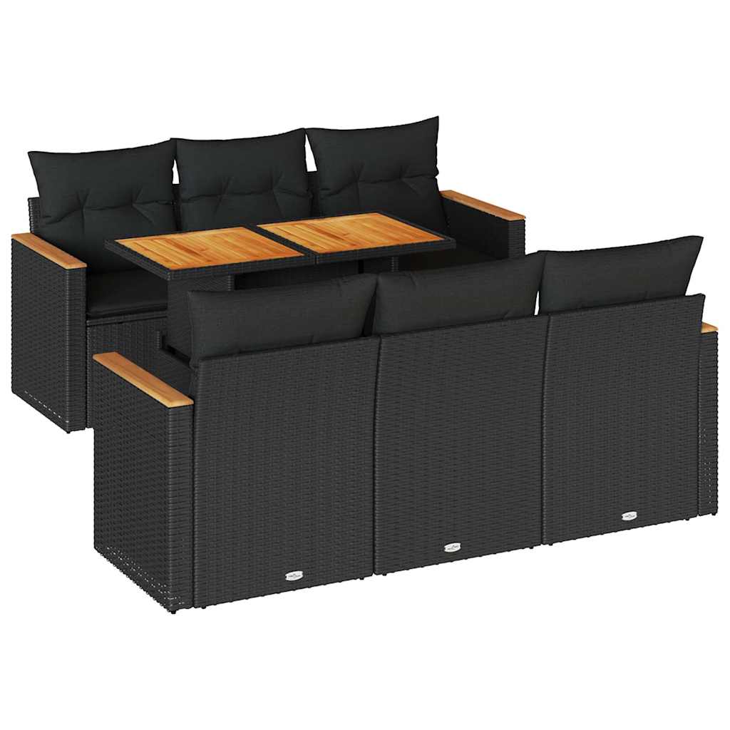 7-dijelni set vrtnih sofa od poliratana s jastucima crni bagrem