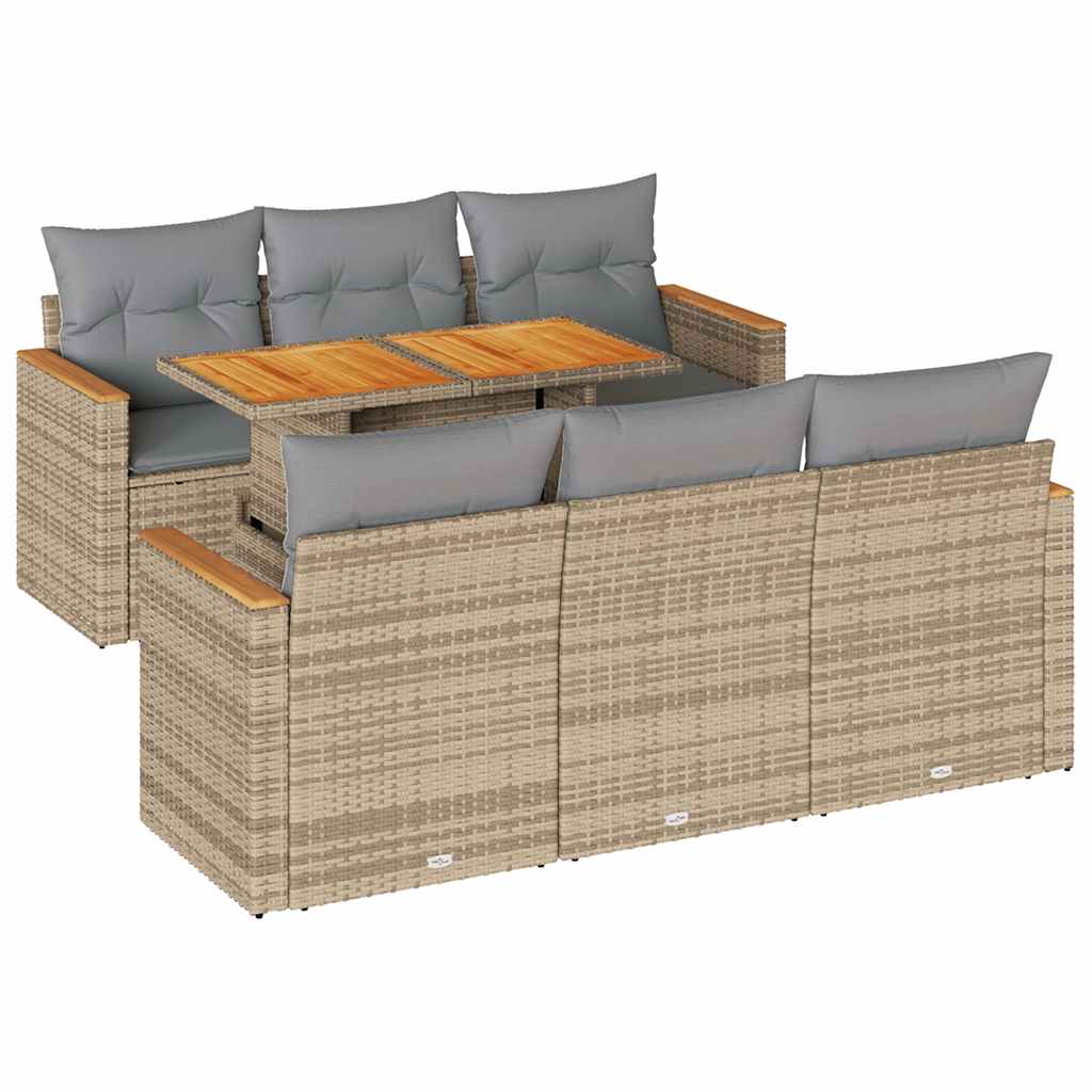 7-dijelni set vrtnih sofa s jastucima bež od poliratana bagrem