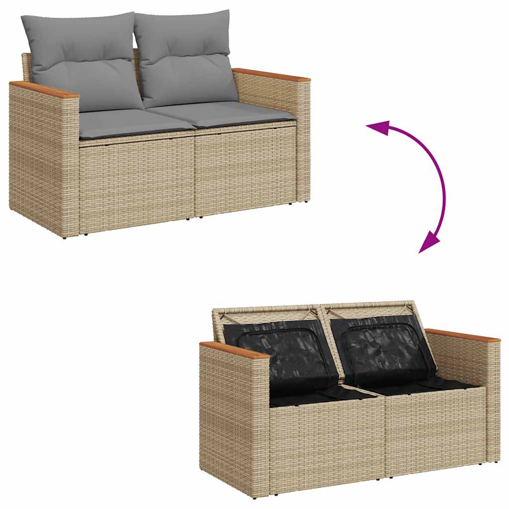 6-dijelni set vrtnih sofa s jastucima bež od poliratana bagrem
