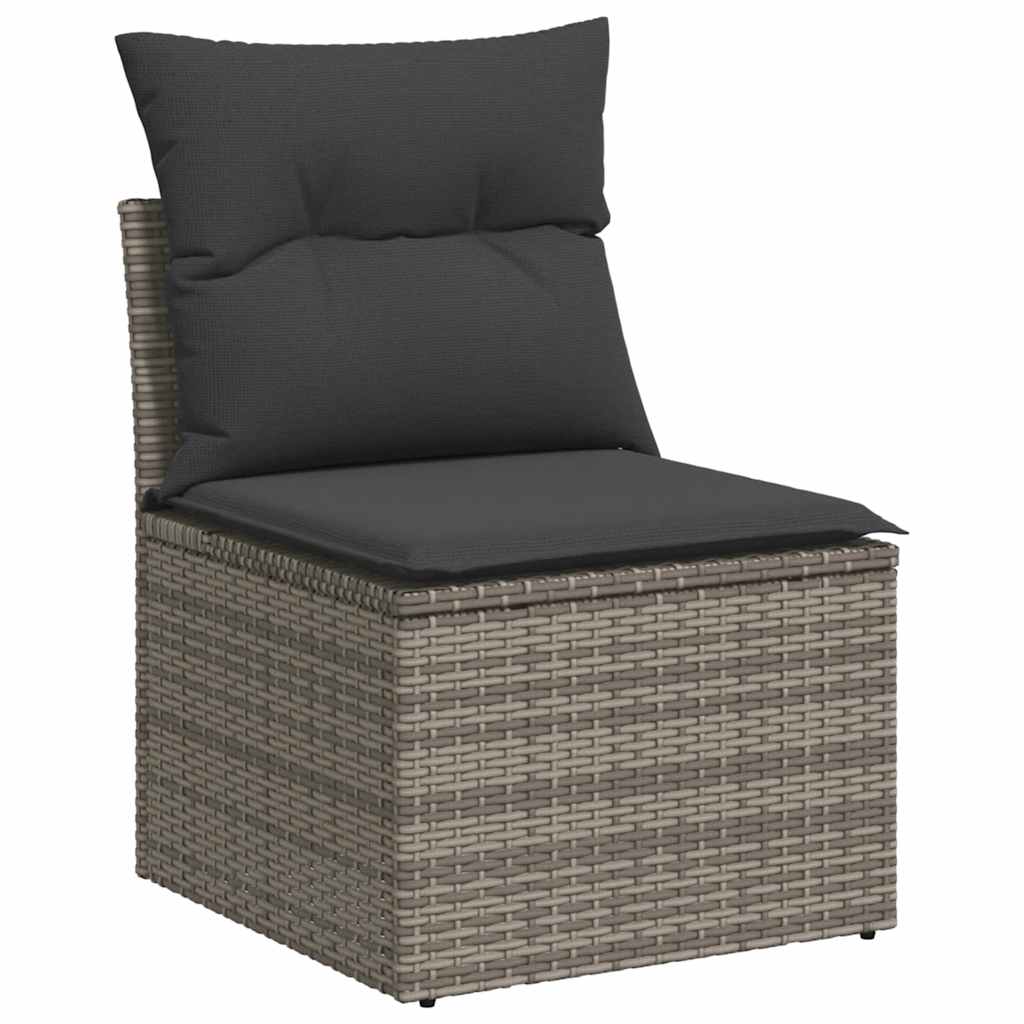 6-dijelni set vrtnih sofa poliratan i bagrem s jastucima sivi