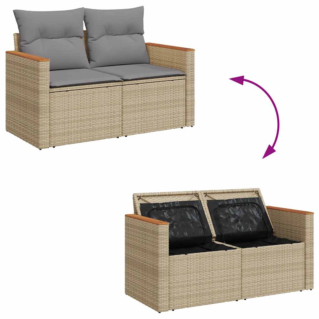 6-dijelni set vrtnih sofa s jastucima bež od poliratana bagrem