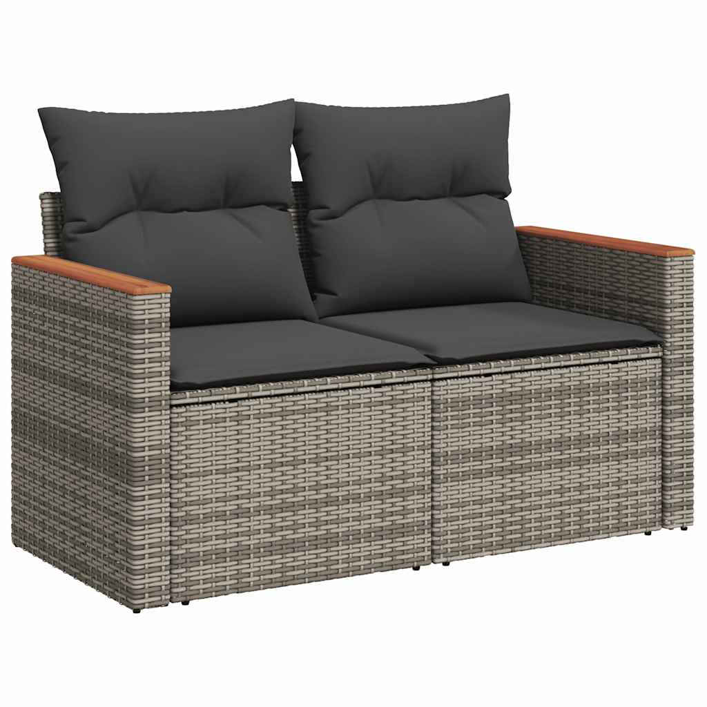 6-dijelni set vrtnih sofa poliratan i bagrem s jastucima sivi