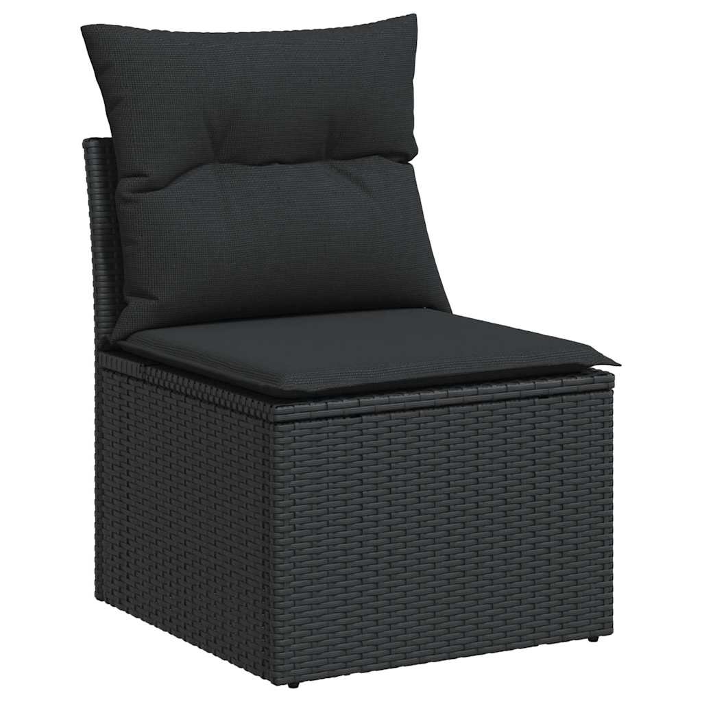 9-dijelni set vrtnih sofa s jastucima crni od poliratana bagrem