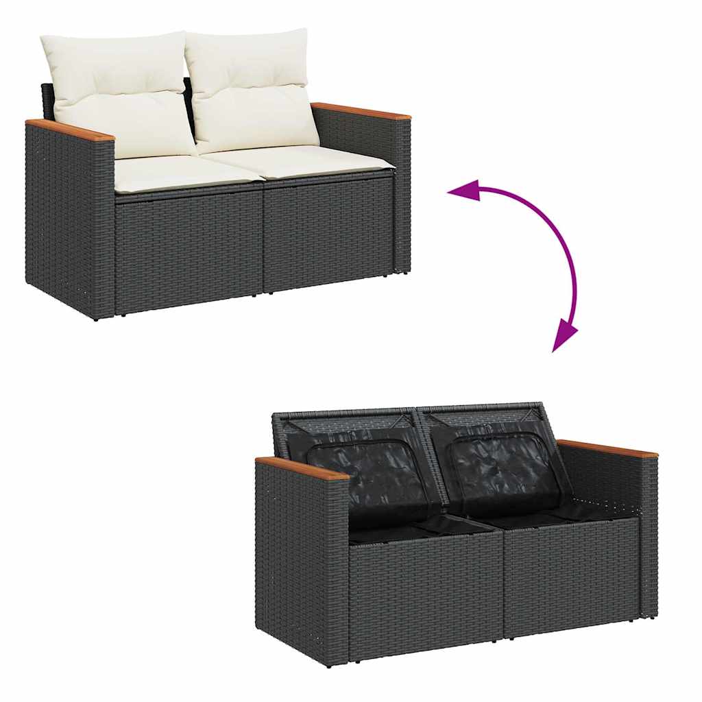 9-dijelni set vrtnih sofa s jastucima crni od poliratana bagrem