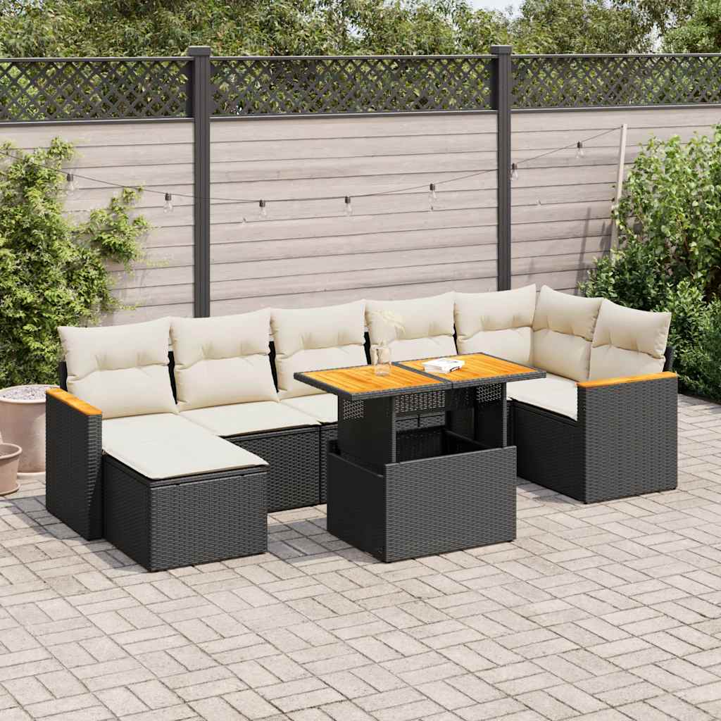 8-dijelni set vrtnih sofa od poliratana s jastucima crni bagrem