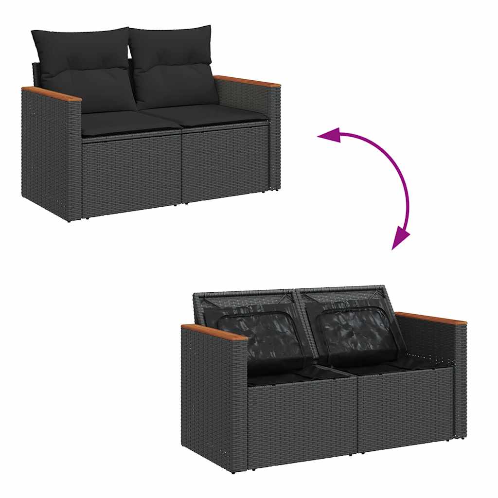 10-dijelni set vrtnih sofa s jastucima crni poliratana bagrem