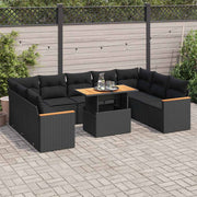 10-dijelni set vrtnih sofa s jastucima crni poliratana bagrem