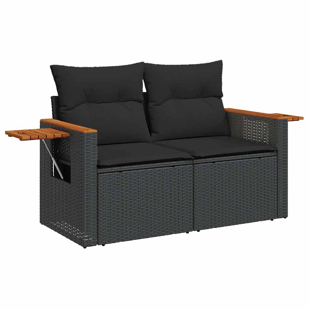 7-dijelni set vrtnih sofa od poliratana s jastucima crni bagrem