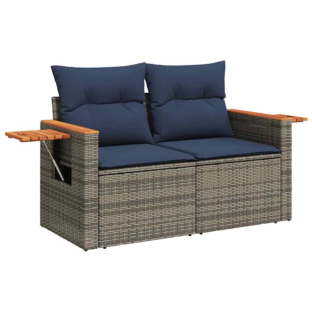 6-dijelni set vrtnih sofa poliratan i bagrem s jastucima sivi