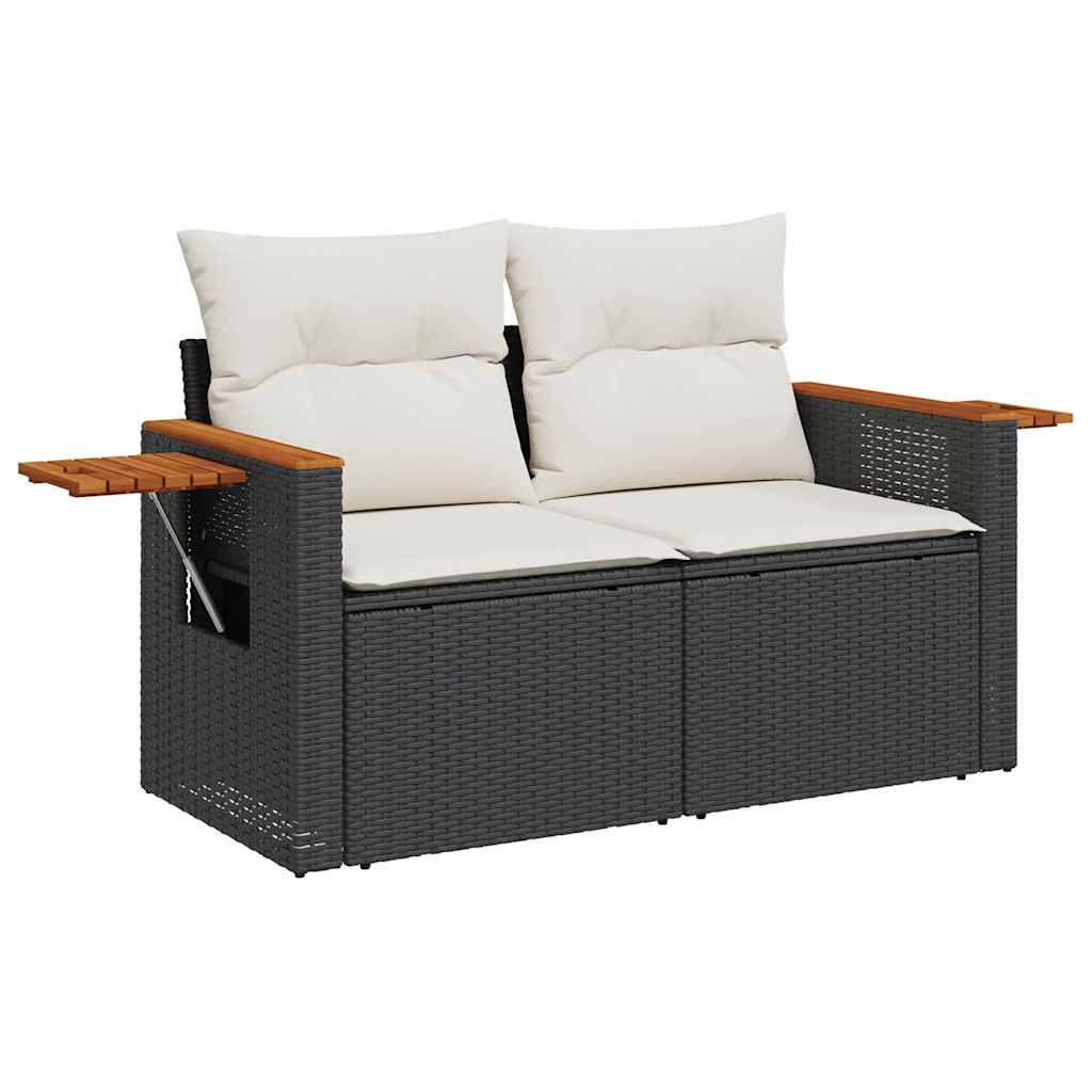 6-dijelni set vrtnih sofa s jastucima crni od poliratana bagrem