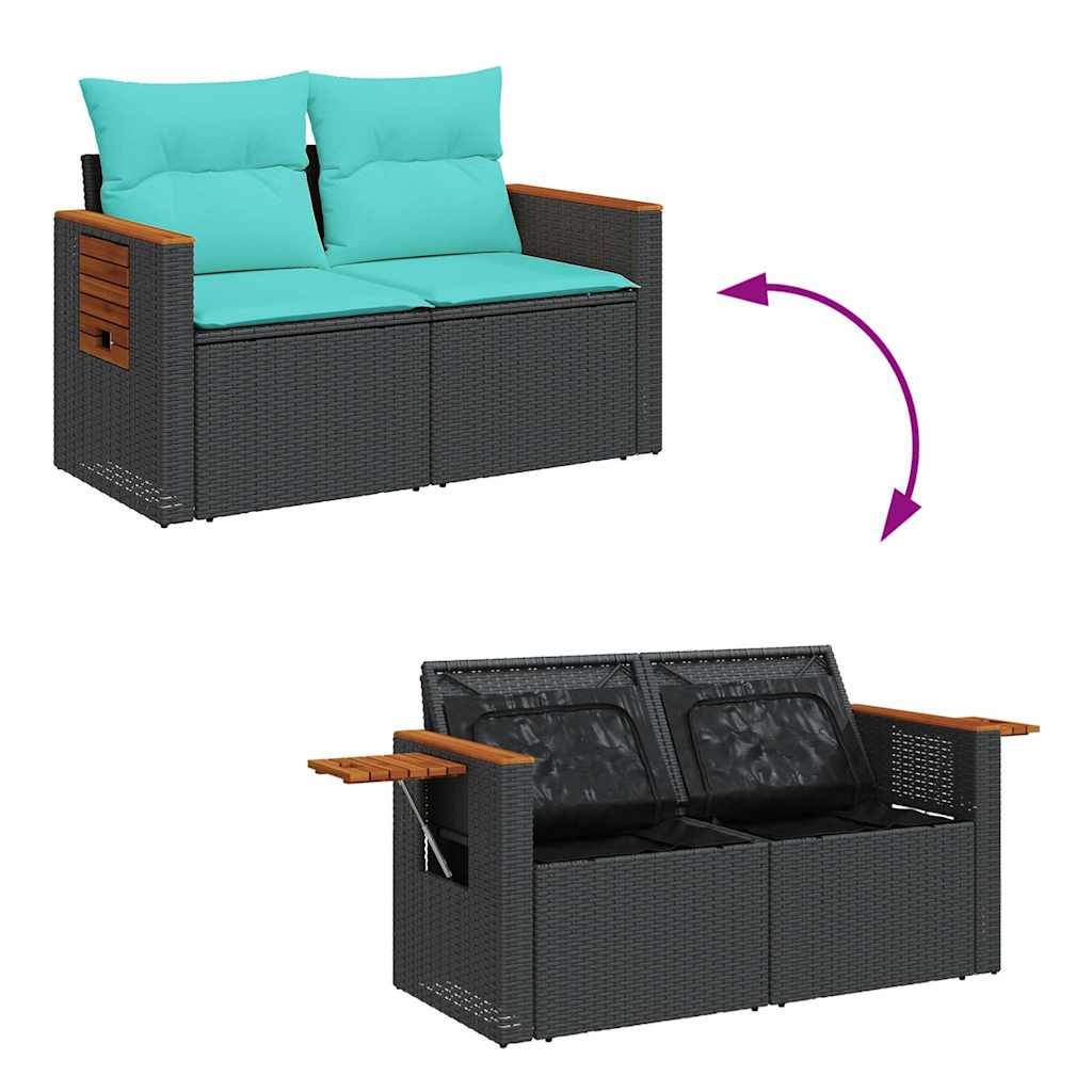7-dijelni set vrtnih sofa od poliratana s jastucima crni bagrem