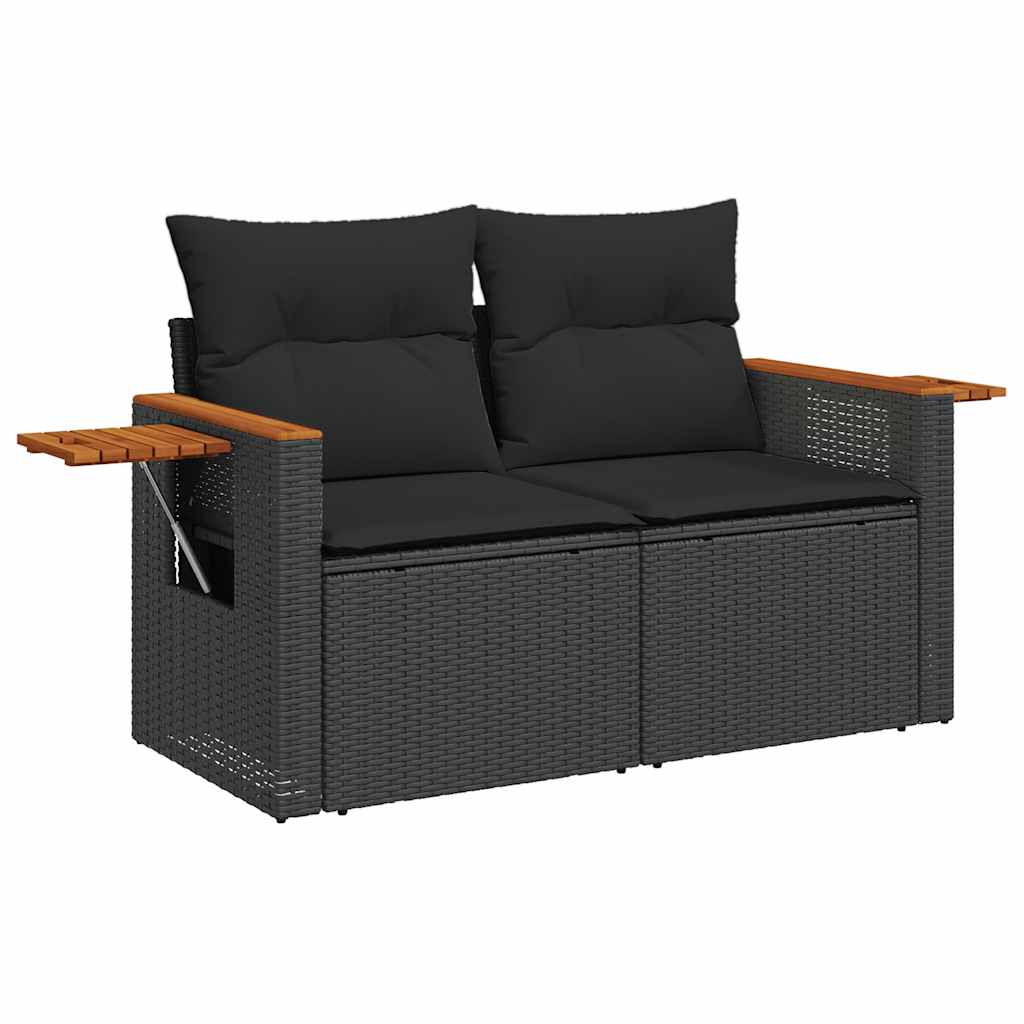 9-dijelni set vrtnih sofa s jastucima crni od poliratana bagrem