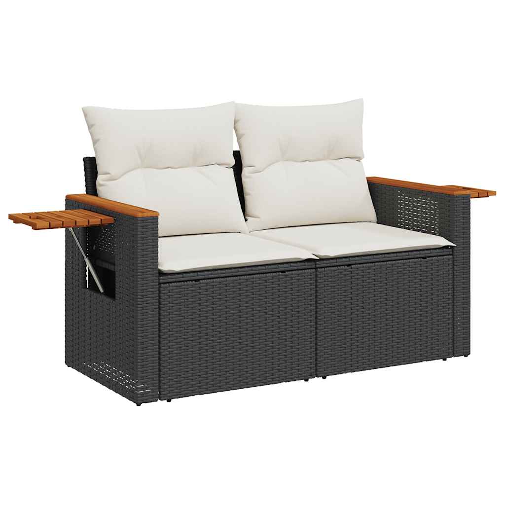 9-dijelni set vrtnih sofa s jastucima crni od poliratana bagrem