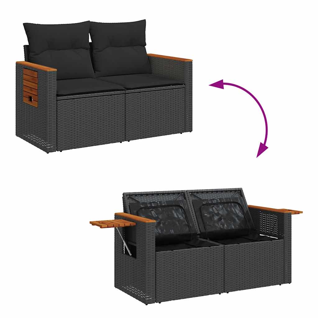 7-dijelni set vrtnih sofa od poliratana s jastucima crni bagrem
