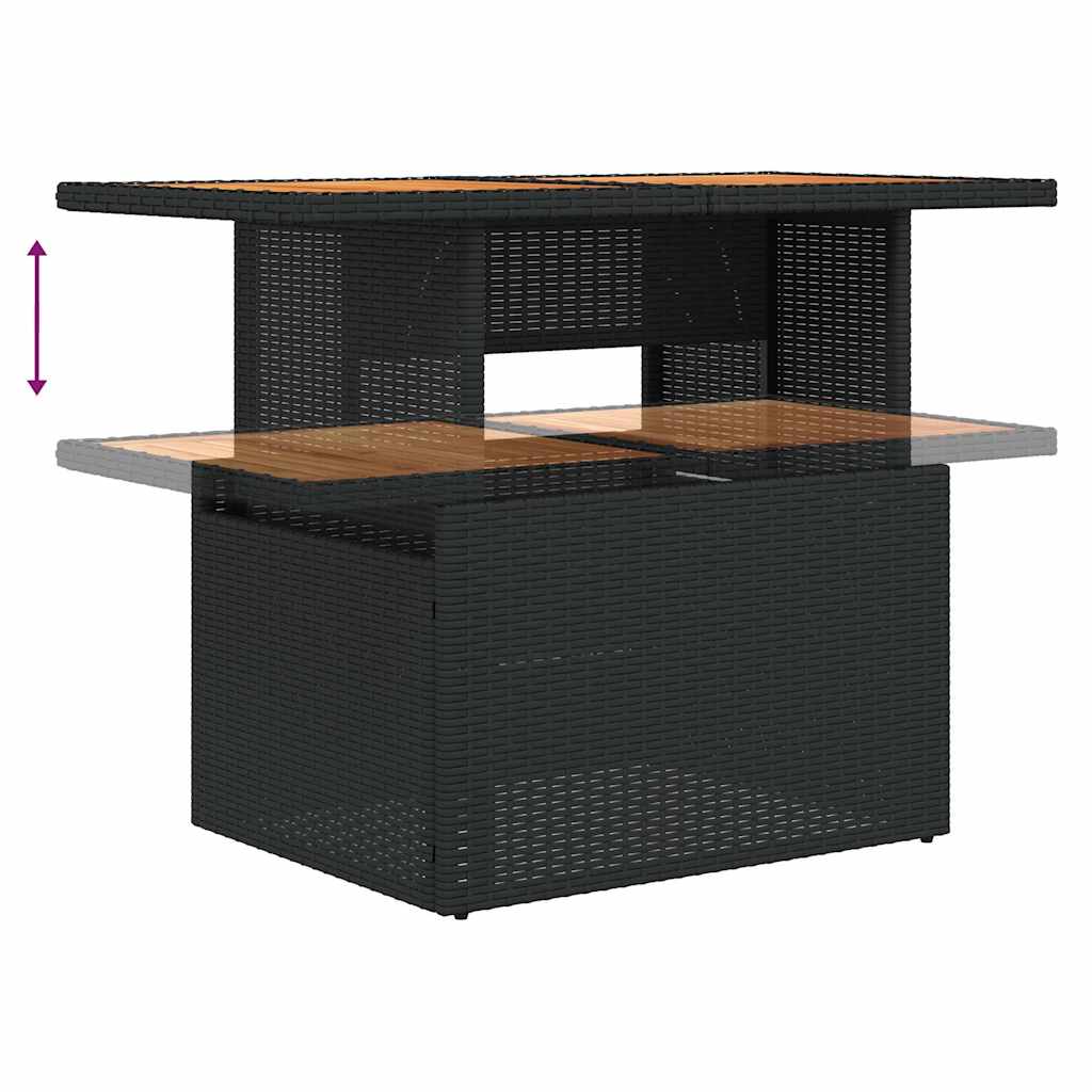 Vrtni set od 7 dijelova s jastucima, smeđi poliratan, akacija