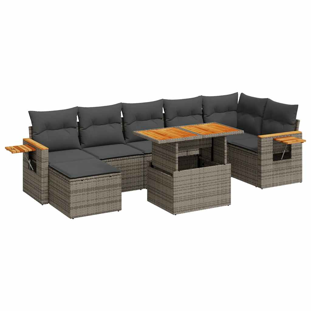 8-dijelni set vrtnih sofa od poliratana s jastucima sivi bagrem