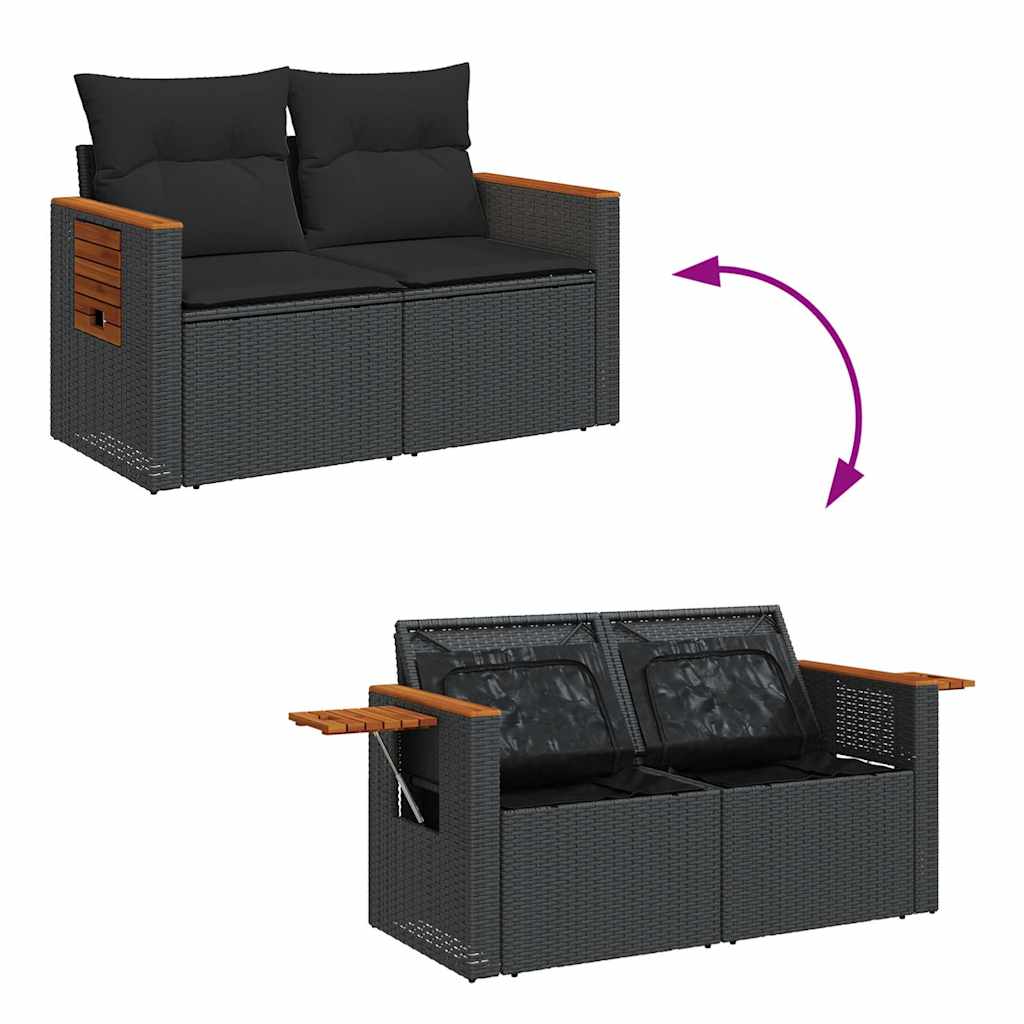 9-dijelni set vrtnih sofa s jastucima crni od poliratana bagrem
