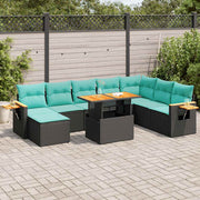 10-dijelni set vrtnih sofa s jastucima crni poliratana bagrem