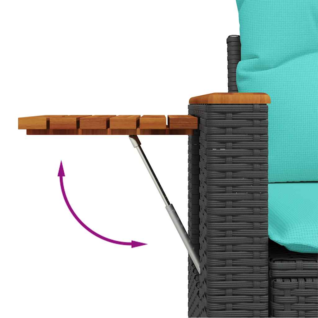 11-dijelni set vrtnih sofa poliratan i bagrem s jastucima crni