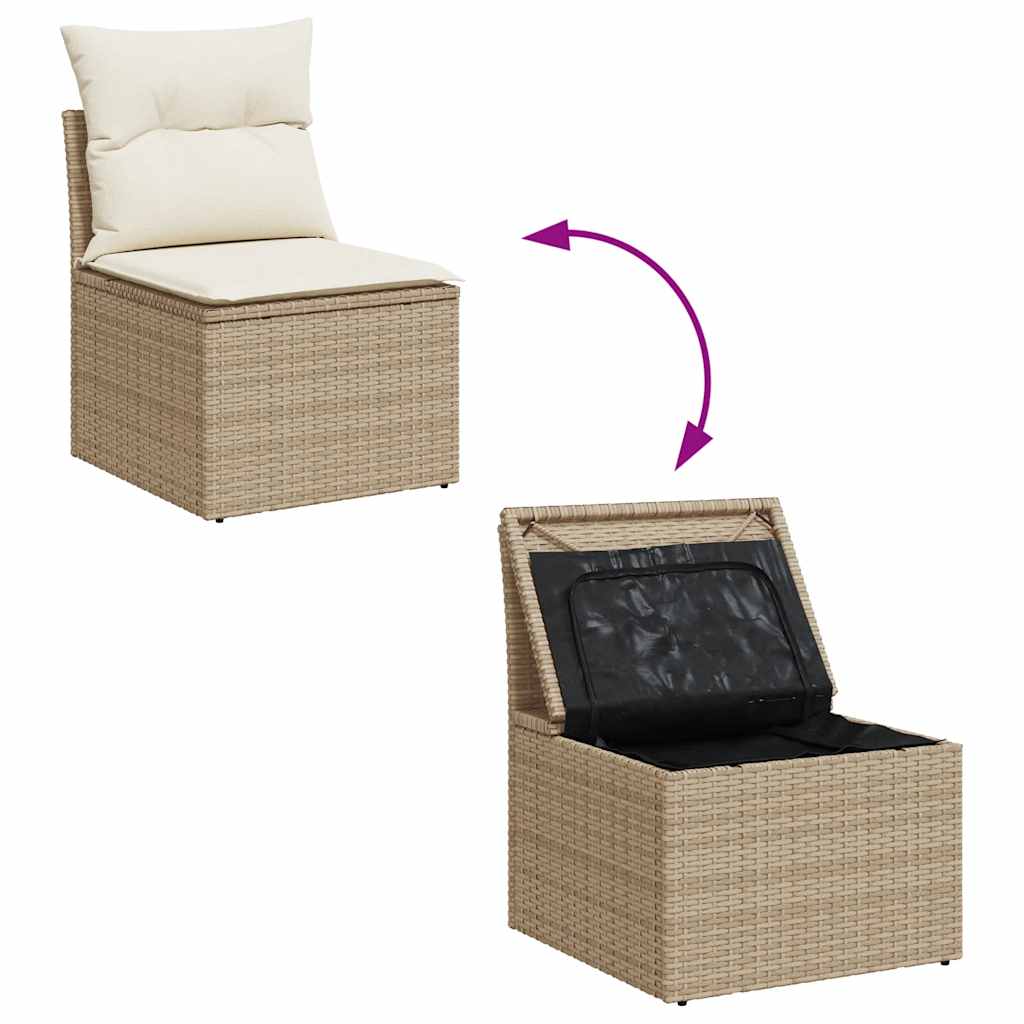11-dijelni set vrtnih sofa od poliratana s jastucima bež bagrem